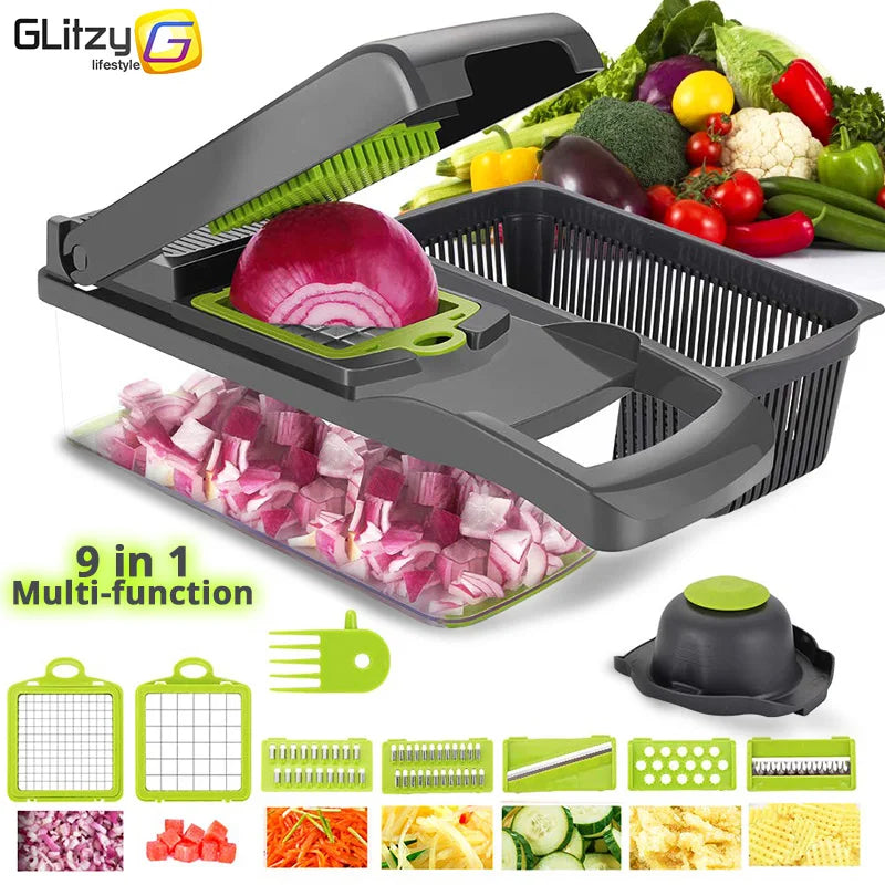 Multifunctional 7-in-1 Vegetable Chopper & Slicer – Stainless Steel Blades