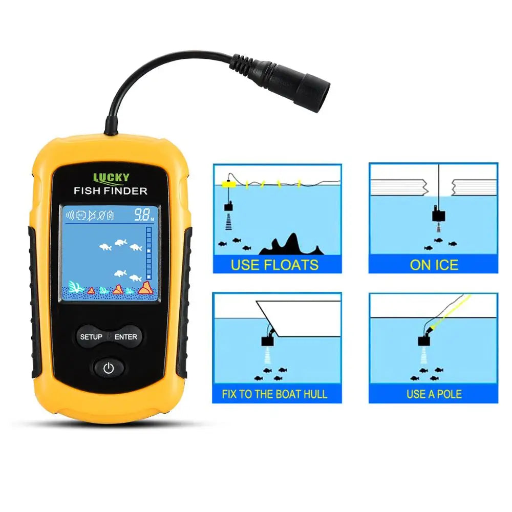 Catch More Fish, Faster – Portable Sonar Fish Finder – 100m Depth, Echo Sounder & Fish Alarm