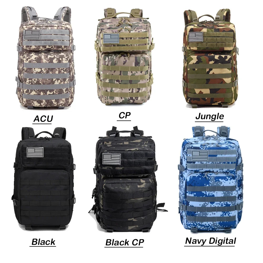 Outdoor Tactical Backpacks 45L Large Capacity Man Women 3 Days Molle Hiking Bags For Outdoor Trekking Camping Backpack