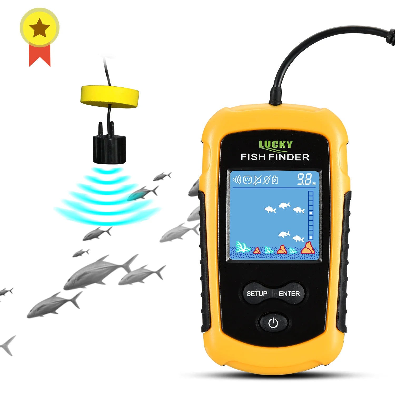 Catch More Fish, Faster – Portable Sonar Fish Finder – 100m Depth, Echo Sounder & Fish Alarm