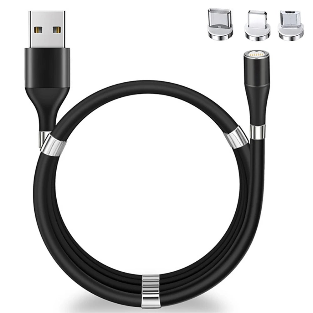 3A Magnetic Cable Fast Charging Magnetic Rope Retractable Cable Magnet Charger Data Line For Iphone 13 Xiaomi Micro USB Type C