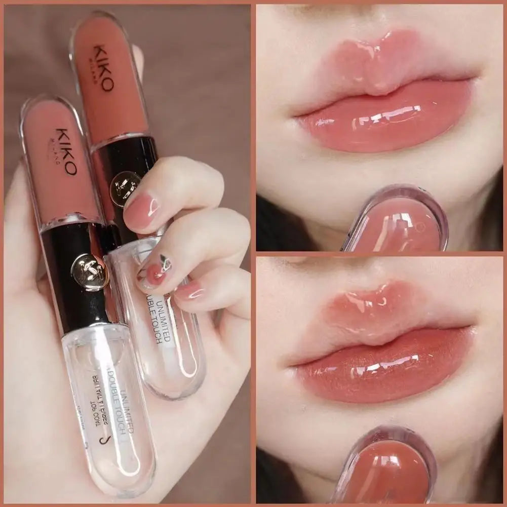 Kiko Double-headed Lipstick Mirror Face Gloss Lip Glaze Sexy Plump Lip Balm Transparent Lip Color Brighting Lip Tint Lip Makeup